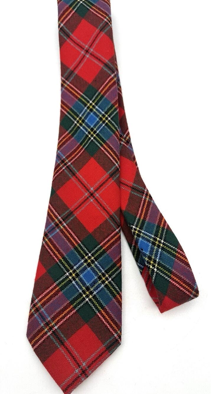 Maclean Of Duart Red Tartan Plaid Tie Made In Scotland 100% Wool Preowned